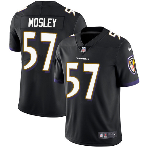 [FULLY STITCHED] #57 Baltimore Ravens Cj Mosley Black Alternate Limited Football Jersey 