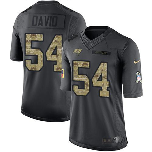 [FULLY STITCHED] #54 Tampa Bay Buccaneers Lavonte David Black 2016 Salute To Service Limited Football Jersey 