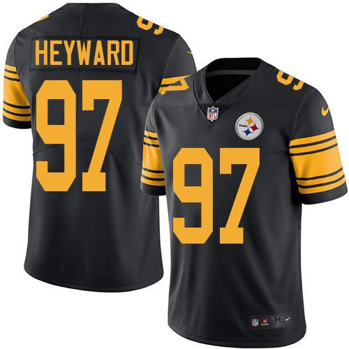 [FULLY STITCHED] #97 Pittsburgh Steelers Cameron Heyward Black Rush Limited Football Jersey 