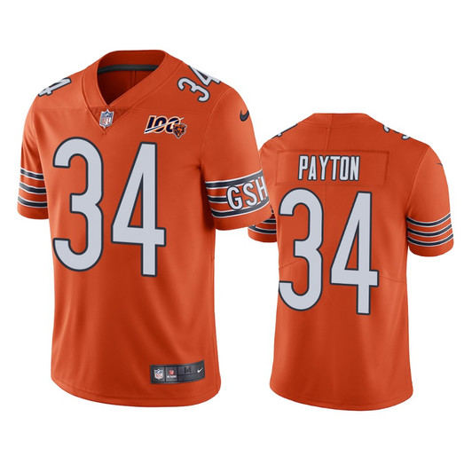 [FULLY STITCHED] Chicago Bears Walter Payton Orange 100th Season Style 2 Limited Football Jersey 