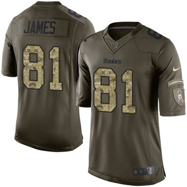 [FULLY STITCHED] #81 Pittsburgh Steelers Jesse James Green 2015 Salute To Service Limited Football Jersey 