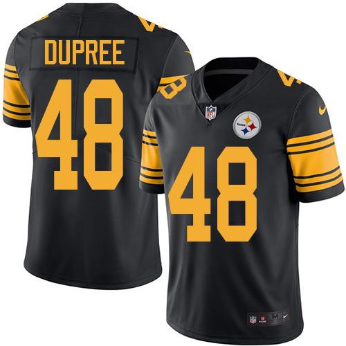 [FULLY STITCHED] #48 Pittsburgh Steelers Bud Dupree Black Rush Limited Football Jersey 