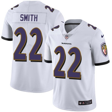 [FULLY STITCHED] #22 Baltimore Ravens Jimmy Smith White Limited Football Jersey 