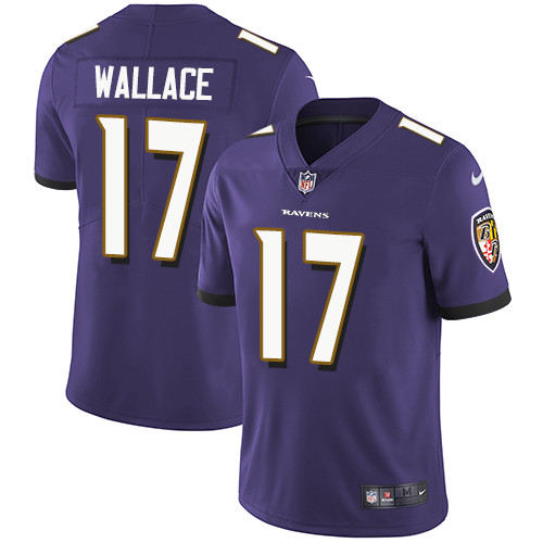 [FULLY STITCHED] #17 Baltimore Ravens Mike Wallace Purple Limited Football Jersey 