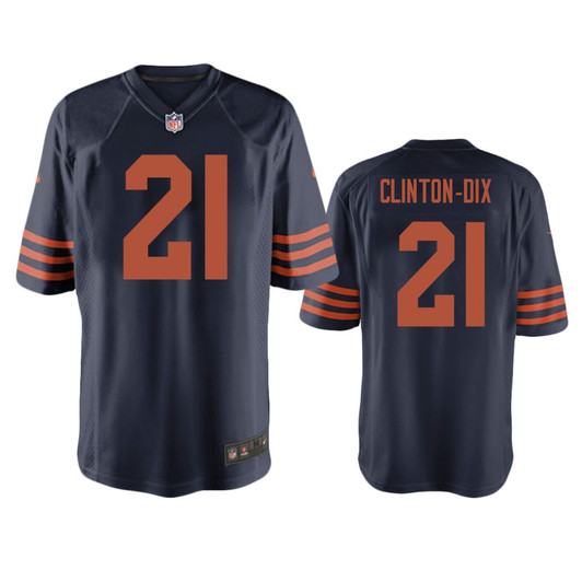 [FULLY STITCHED] Chicago Bears Ha Ha Clinton DIX Navy Throwback Limited Football Jersey 