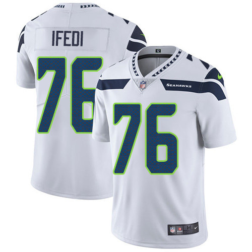 [FULLY STITCHED] #76 Seattle Seahawks Germain Ifedi White Limited Football Jersey 