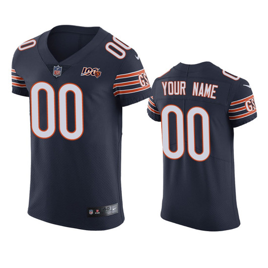 [FULLY STITCHED] Chicago Bears Navy 100th Season Style 2 Limited Football Jersey 