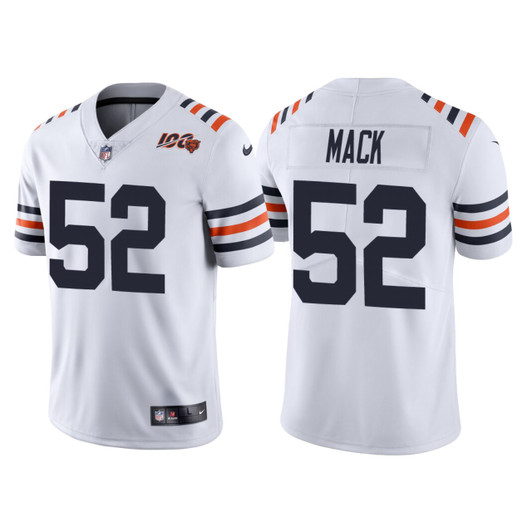 [FULLY STITCHED] Chicago Bears 100th Anniversary Khalil Mack White Classic Limited Football Jersey 