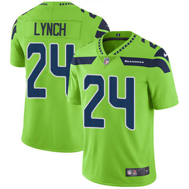 [FULLY STITCHED] #24 Seattle Seahawks Marshawn Lynch Green Rush Limited Football Jersey 