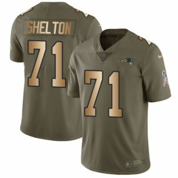 [FULLY STITCHED] #71 New England Patriots Danny Shelton Olive Gold 2017 Salute To Service Limited Football Jersey 