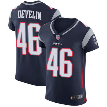 [FULLY STITCHED] #46 New England Patriots James Develin Navy Blue Limited Football Jersey 