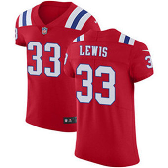 [FULLY STITCHED] #33 New England Patriots Dion Lewis Red Alternate Limited Football Jersey 