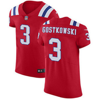 [FULLY STITCHED] #3 New England Patriots Stephen Gostkowski Red Alternate Limited Football Jersey 