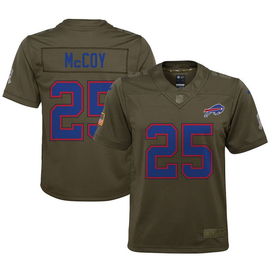 [FULLY STITCHED] Buffalo Bills Lesean Mccoy Salute To Service Olive Limited Football Jersey 