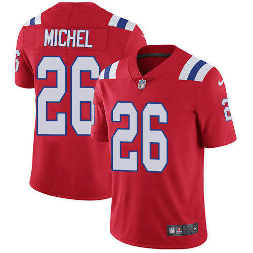 [FULLY STITCHED] #26 New England Patriots Sony Michel Red Alternate Limited Football Jersey 