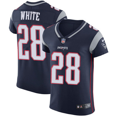 [FULLY STITCHED] #28 New England Patriots James White Navy Blue Limited Football Jersey 