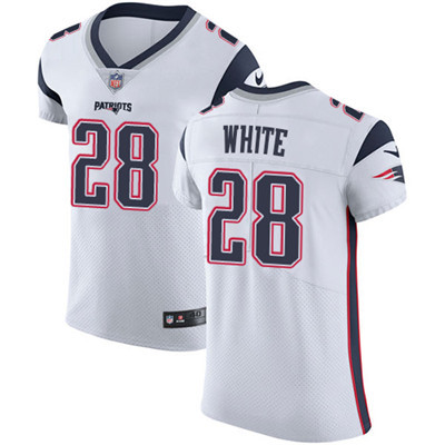 [FULLY STITCHED] #28 New England Patriots James White White Limited Football Jersey 