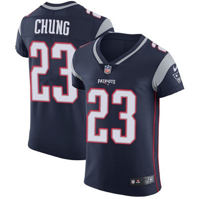 [FULLY STITCHED] #23 New England Patriots Patrick Chung Navy Blue Limited Football Jersey 