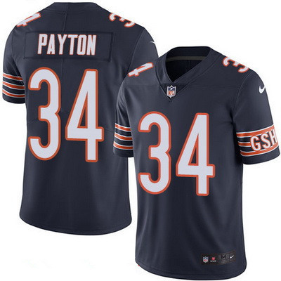 [FULLY STITCHED] #34 Chicago Bears Walter Payton Navy Blue 2016 Color Rush Limited Football Jersey 