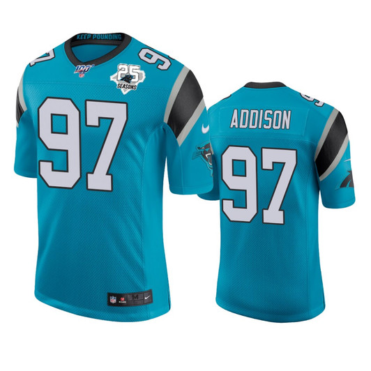 [FULLY STITCHED] Carolina Panthers Mario Addison Blue 25th Season Classic Limited Football Jersey 