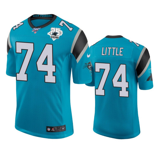 [FULLY STITCHED] Carolina Panthers Greg Little Blue 25th Season Classic Limited Football Jersey 