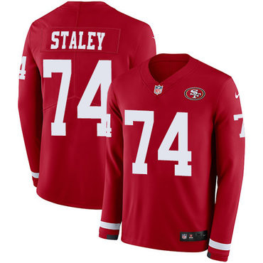 [FULLY STITCHED] #74 San Francisco 49ers Joe Staley Red Style 3 Limited Football Jersey 