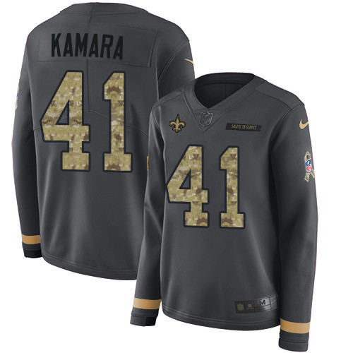 [FULLY STITCHED] #41 New Orleans Saints Alvin Kamara Anthracite Salute To Service Limited Football Jersey 