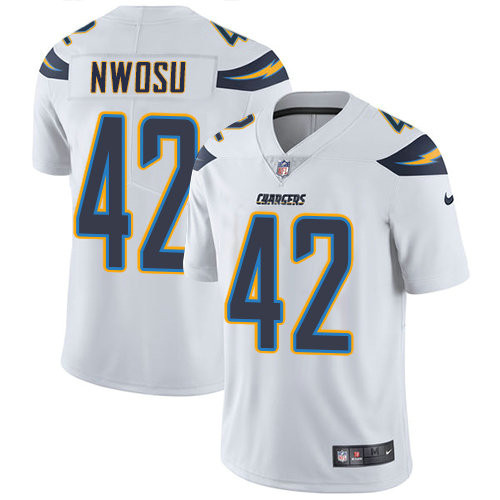 [FULLY STITCHED] #42 Los Angeles Chargers Uchenna Nwosu White Limited Football Jersey 