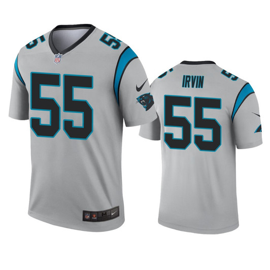 [FULLY STITCHED] Carolina Panthers Bruce Irvin Silver Inverted Limited Football Jersey 
