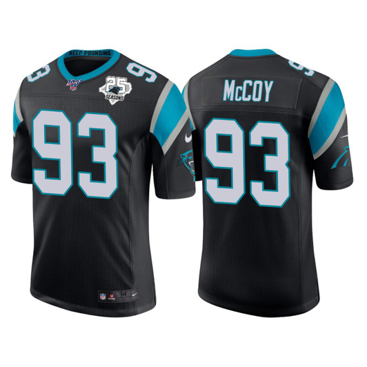 [FULLY STITCHED] Carolina Panthers 25th Anniversary Gerald Mccoy Black Limited Football Jersey 