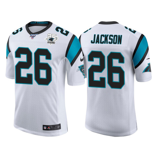 [FULLY STITCHED] Carolina Panthers 25th Anniversary Donte Jackson White Limited Football Jersey 