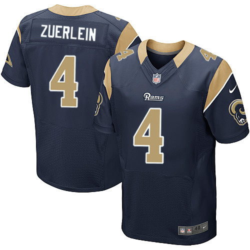 [FULLY STITCHED] #4 Los Angeles Rams Greg Zuerlein Navy Blue Limited Football Jersey 