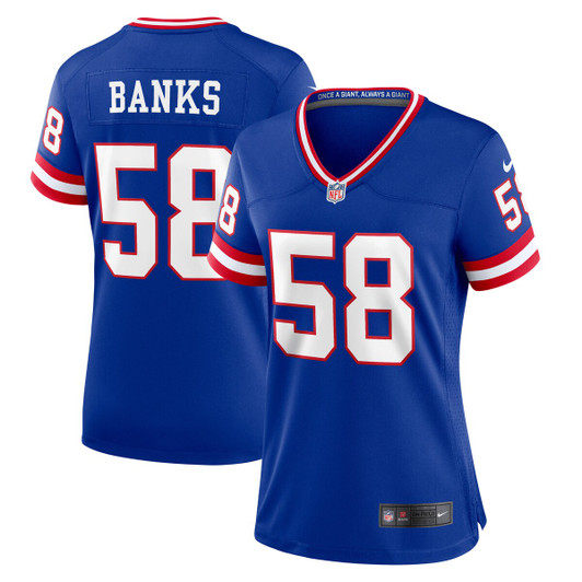 [FULLY STITCHED] New York Giants Carl Banks Classic Retired American Royal Limited Football Jersey 