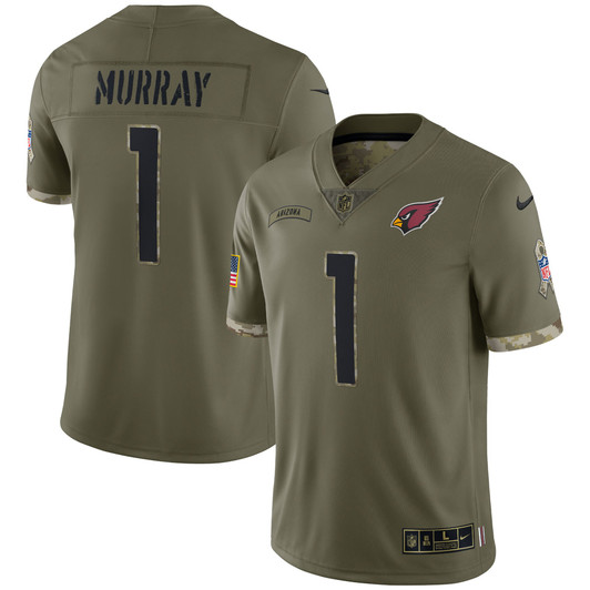 [FULLY STITCHED] Arizona Cardinals Kyler Murray 2022 Salute To Service American Olive Limited Football Jersey 