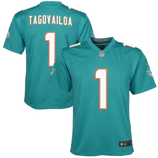[FULLY STITCHED] Miami Dolphins Tua Tagovailoa Aqua 2020 Draft First Round Pick Style 2 Limited Football Jersey 