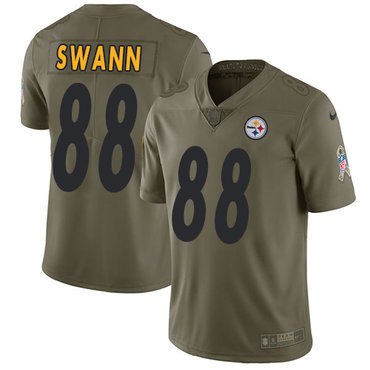 [FULLY STITCHED] #88 Pittsburgh Steelers Lynn Swann Olive 2017 Salute To Service Limited Football Jersey 