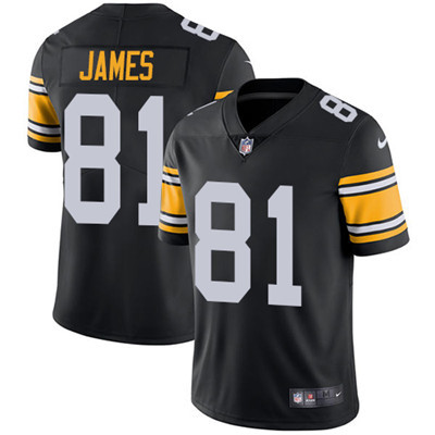 [FULLY STITCHED] #81 Pittsburgh Steelers Jesse James Black Alternate Style 2 Limited Football Jersey 