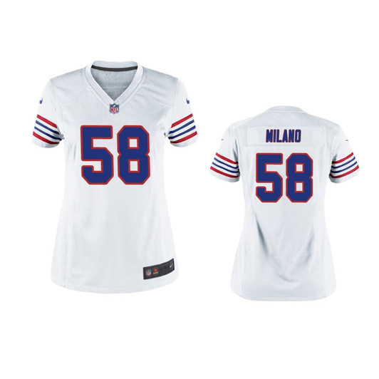 [FULLY STITCHED] Buffalo Bills Matt Milano White Throwback Limited Football Jersey 