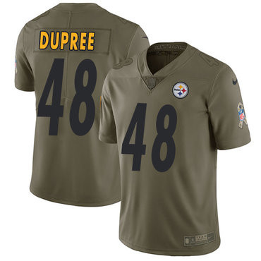 [FULLY STITCHED] #48 Pittsburgh Steelers Bud Dupree Olive 2017 Salute To Service Limited Football Jersey 