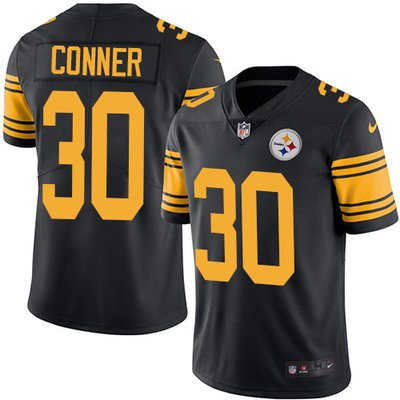 [FULLY STITCHED] #30 Pittsburgh Steelers James Conner Black Rush Style 2 Limited Football Jersey 