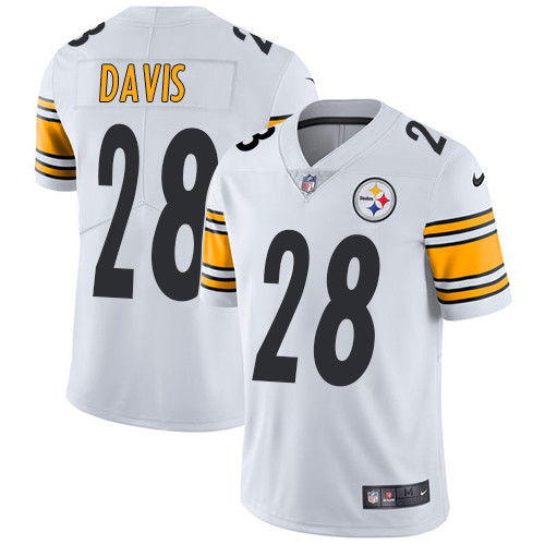 [FULLY STITCHED] #28 Pittsburgh Steelers Sean Davis White Limited Football Jersey 