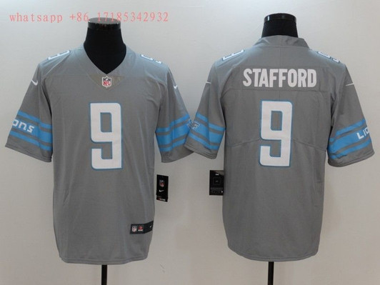 [FULLY STITCHED] #9 Detroit Lions Matthew Stafford 2020 Grey Style 2 Limited Football Jersey 