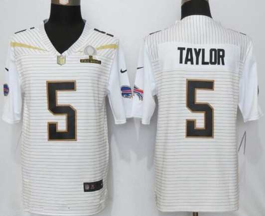 [FULLY STITCHED] #5 Buffalo Bills Tyrod Taylor White 2016 Pro Bowl Limited Football Jersey 