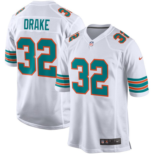 [FULLY STITCHED] Miami Dolphins Kenyan Drake Throwback White Limited Football Jersey 