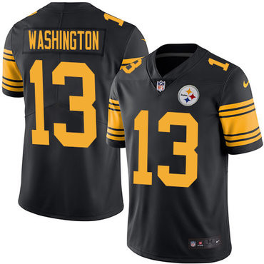 [FULLY STITCHED] #13 Pittsburgh Steelers James Washington Black Rush Limited Football Jersey 