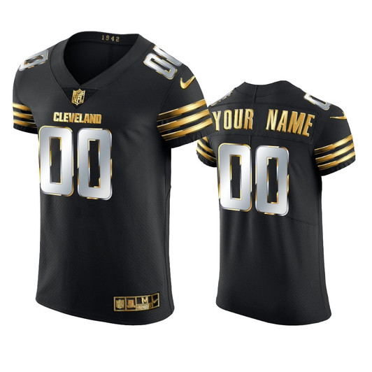 [FULLY STITCHED] Cleveland Browns Golden Edition Black Limited Football Jersey 