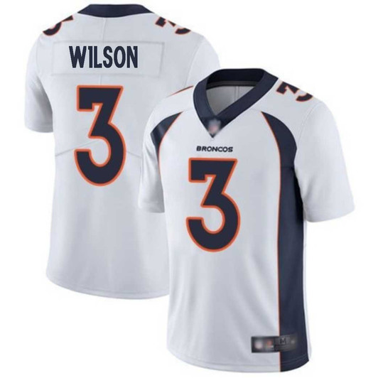 [FULLY STITCHED] Denver Broncos Russell Wilson White Style 7 Limited Football Jersey 