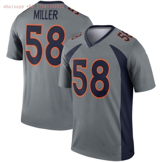 [FULLY STITCHED] #58 Denver Broncos Von Miller 2020 Grey Limited Football Jersey 
