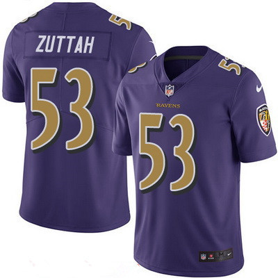 [FULLY STITCHED] #53 Baltimore Ravens Jeremy Zuttah Purple 2016 Color Rush Limited Football Jersey 