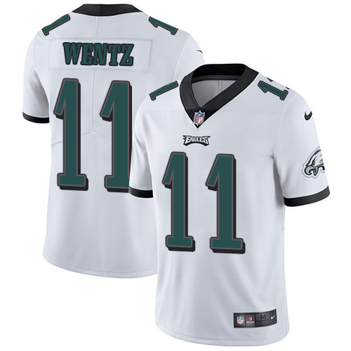 [FULLY STITCHED] #11 Philadelphia Eagles Carson Wentz White Limited Football Jersey 